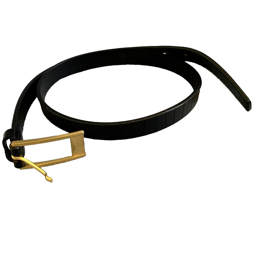 Araldi Milano Belt Black Leather Gold Buckle Textured Womens Medium
